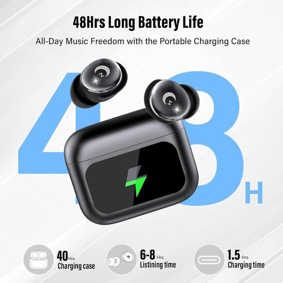 Sleep Earbuds Bluetooth 5.4 in Ear Smart Touch Screen Ear Buds, 48H - Picture 5 of 8